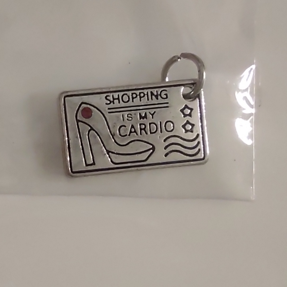 Silvertone "Shopping Is My Cardio" Charm